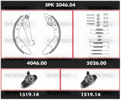 Комплект тормозов барабанный тормозной механизм super precision kit WOKING SPK 3046.04