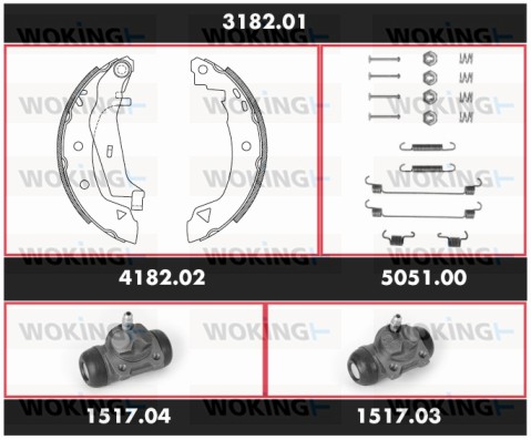 Комплект тормозов барабанный тормозной механизм super precision kit WOKING SPK 3182.01