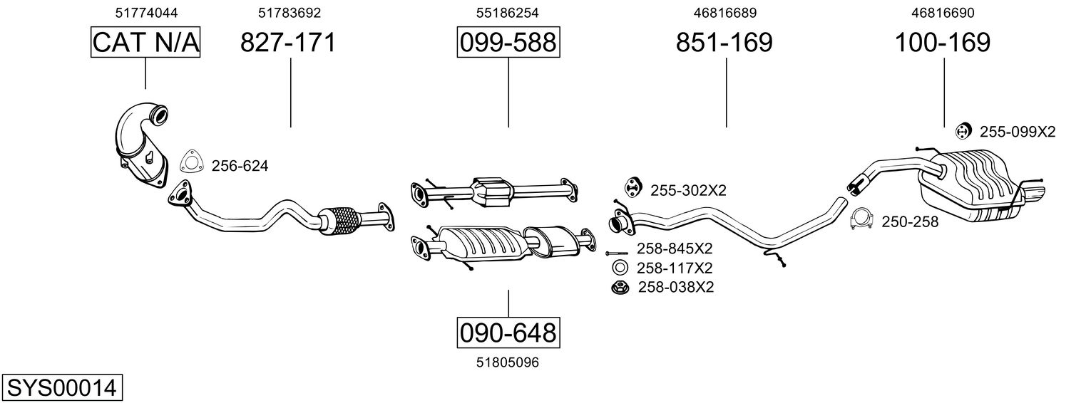 Система выпуска ог BOSAL SYS00014