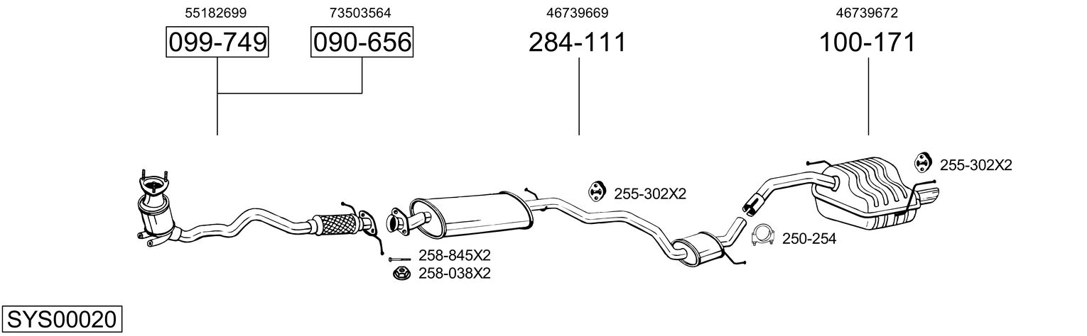 Система выпуска ог BOSAL SYS00020