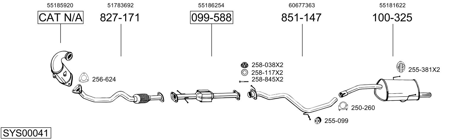 Система выпуска ог BOSAL SYS00041