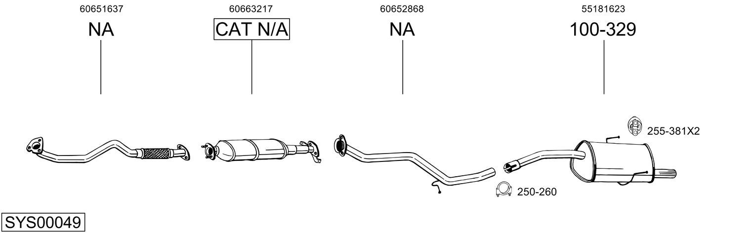 Система выпуска ог BOSAL SYS00049