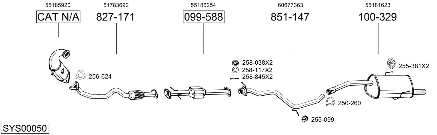 Система выпуска ог BOSAL SYS00050