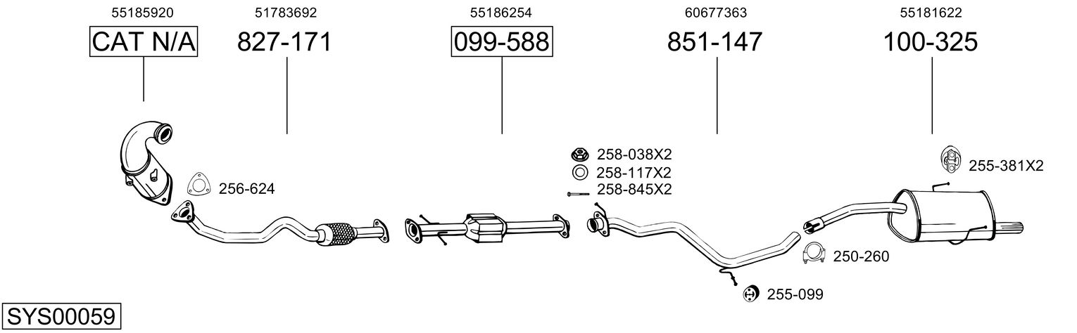 Система выпуска ог BOSAL SYS00059