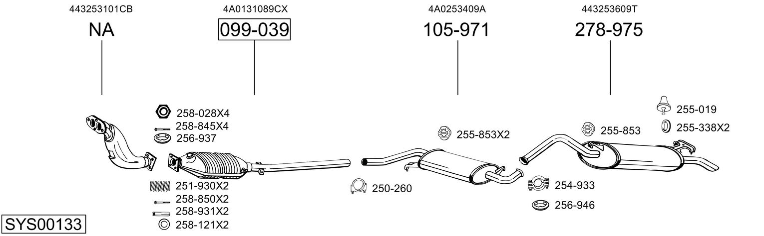 Система выпуска ог BOSAL SYS00133
