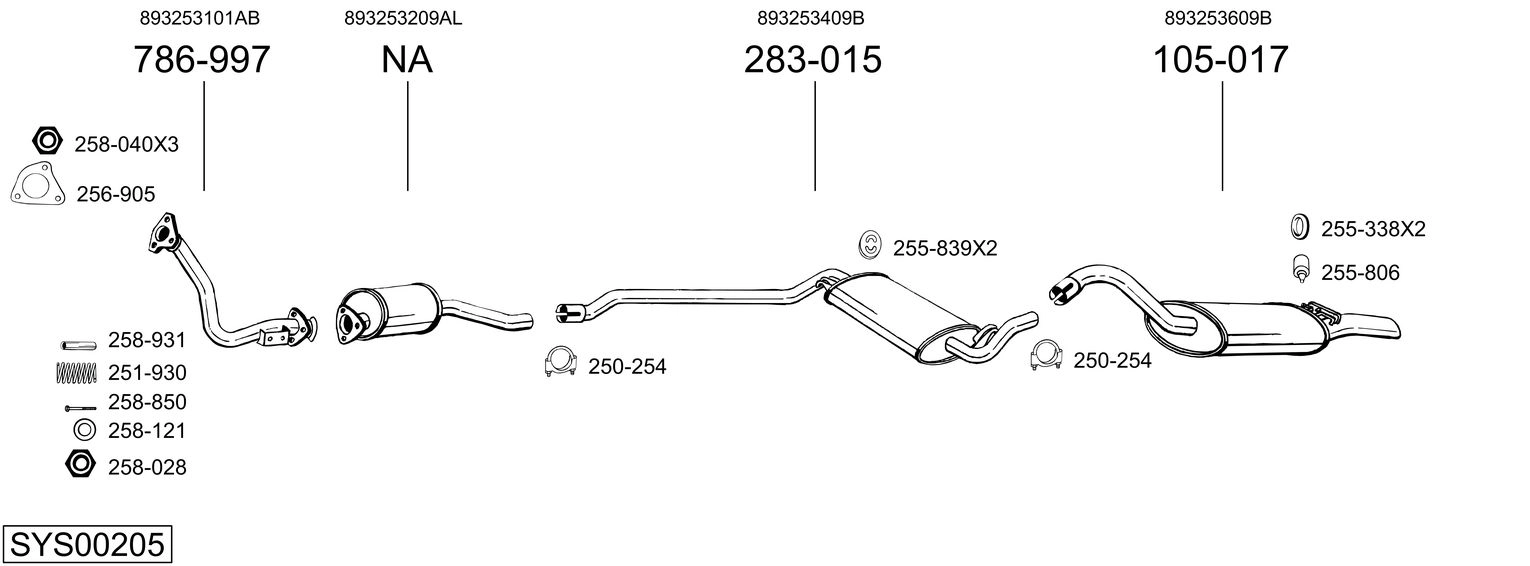 Система выпуска ог BOSAL SYS00205