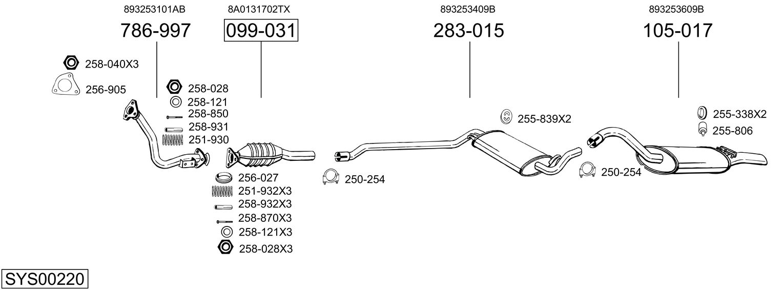 Система выпуска ог BOSAL SYS00220