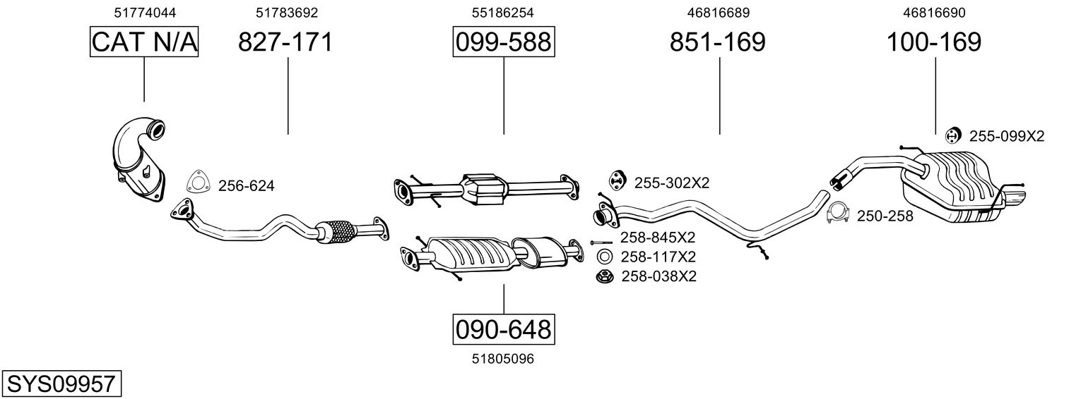Система выпуска ог BOSAL SYS09957