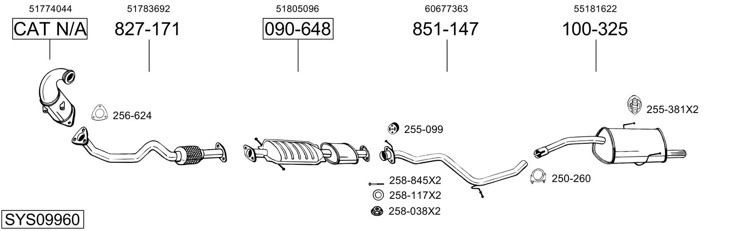 Система выпуска ог BOSAL SYS09960