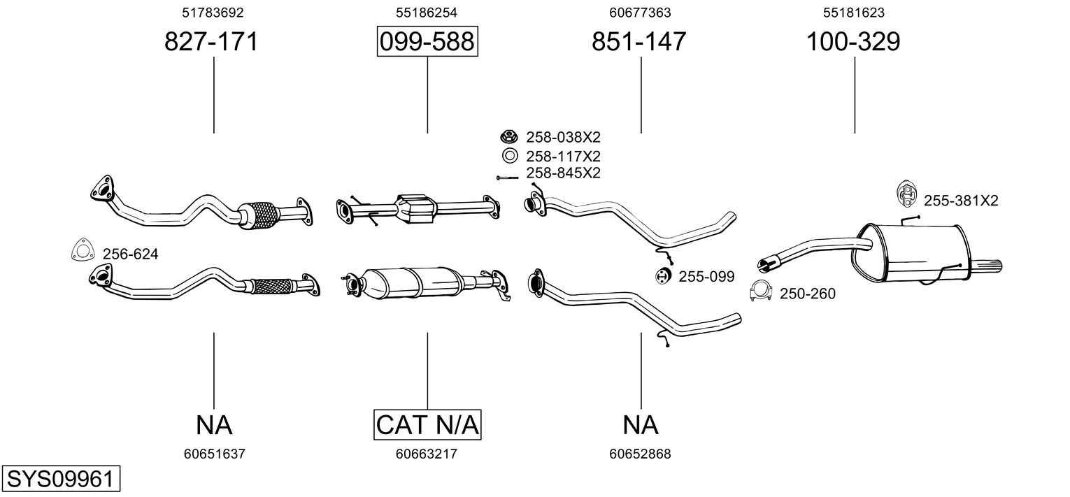 Система выпуска ог BOSAL SYS09961