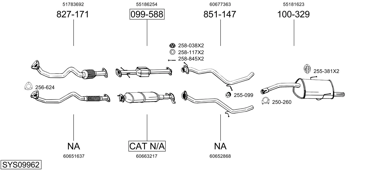Система выпуска ог BOSAL SYS09962