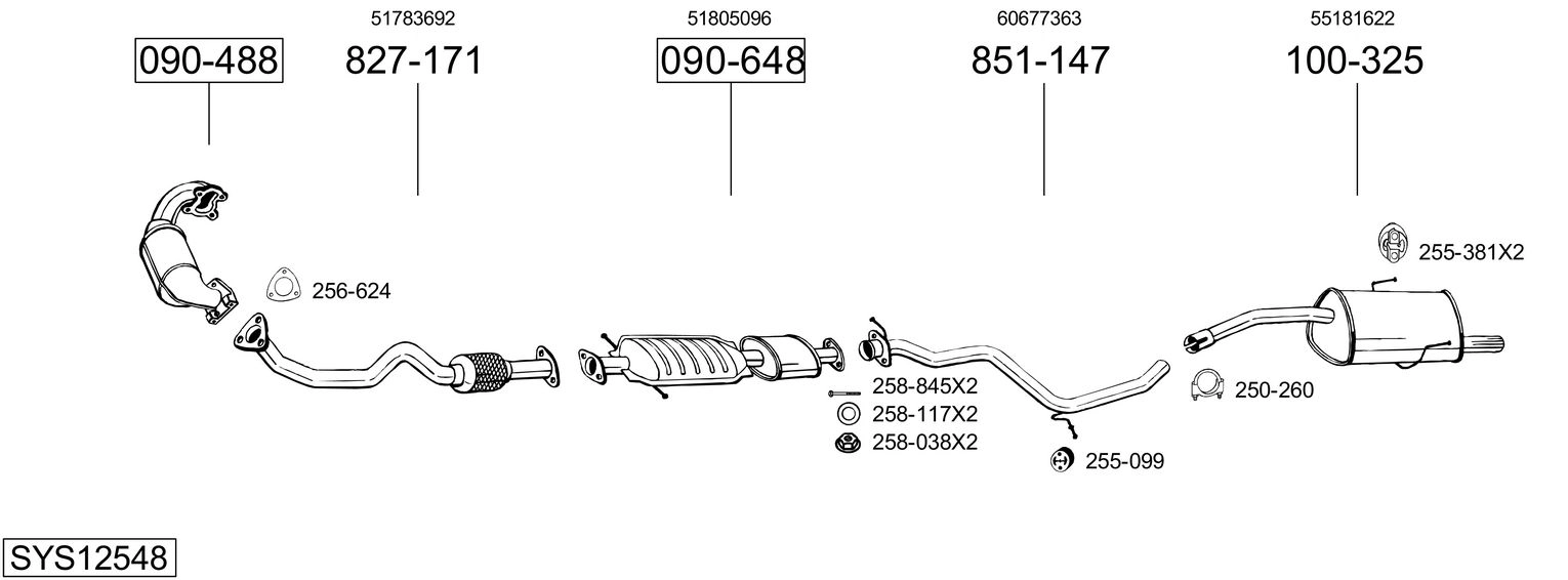 Система выпуска ог BOSAL SYS12548