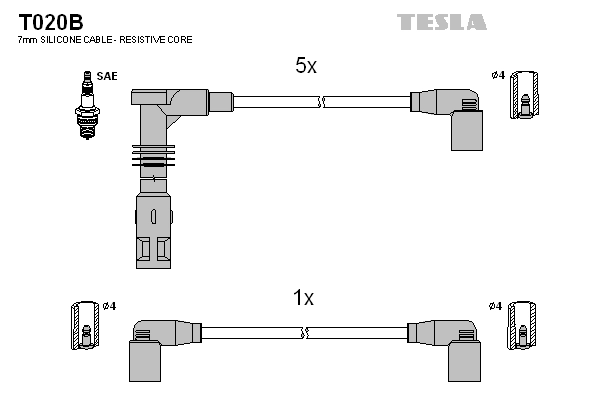 Комплект проводов зажигания alternative TESLA T020B