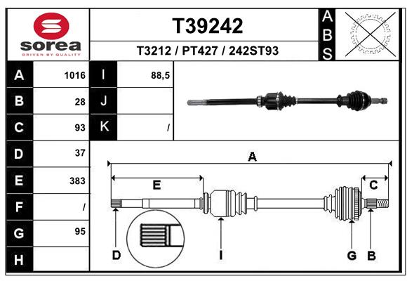 Приводной вал EAI T39242