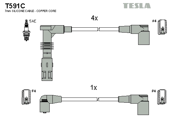 Комплект проводов зажигания original TESLA T591C
