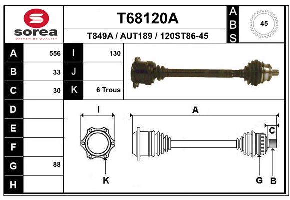 Приводной вал EAI T68120A