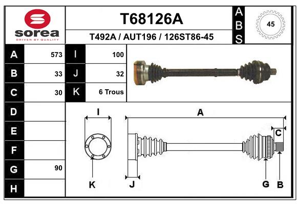 Приводной вал EAI T68126A
