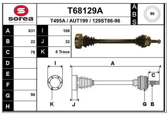 Приводной вал EAI T68129A