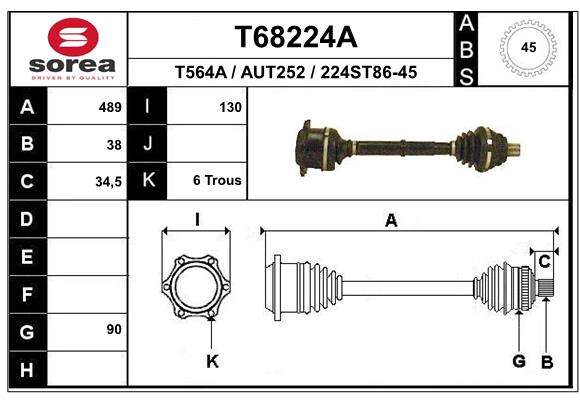 Приводной вал EAI T68224A