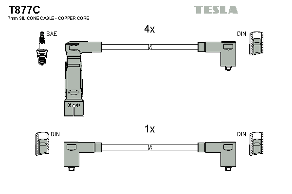 Комплект проводов зажигания original TESLA T877C