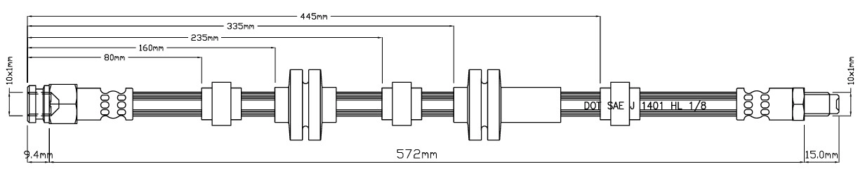 Тормозной шланг MOTAQUIP VBH1016