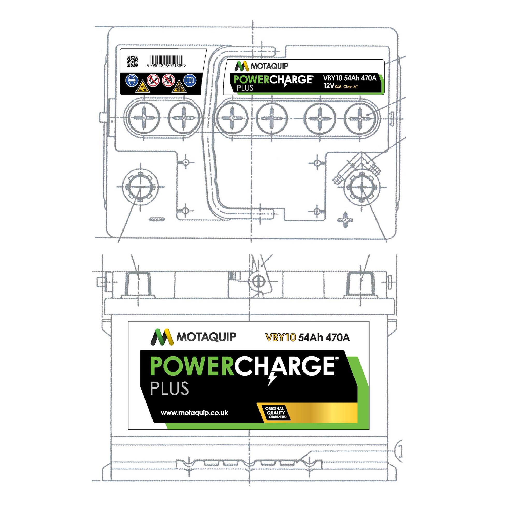 Стартерная аккумуляторная батарея powercharge plus MOTAQUIP VBY10