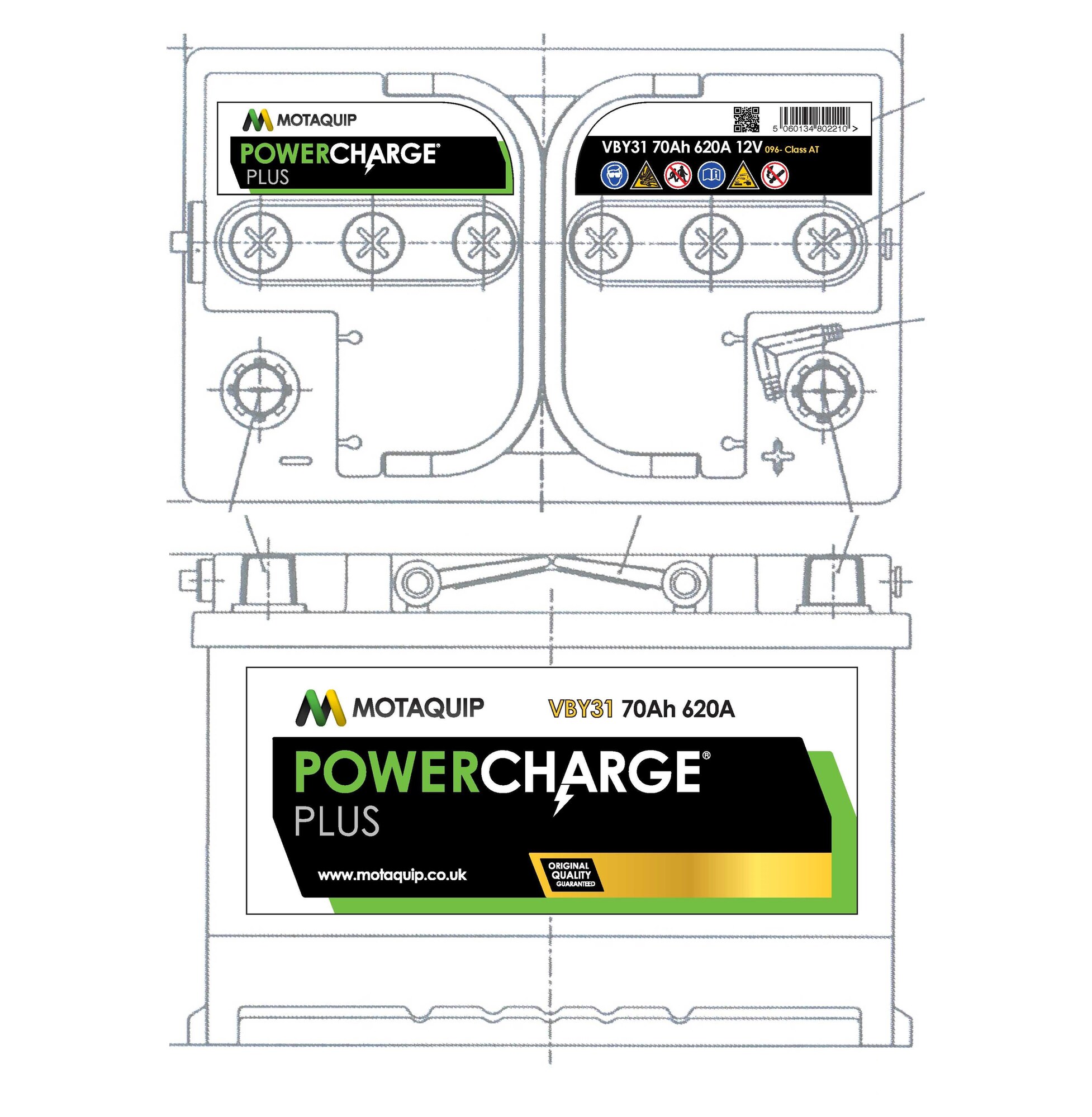 Стартерная аккумуляторная батарея powercharge plus MOTAQUIP VBY31