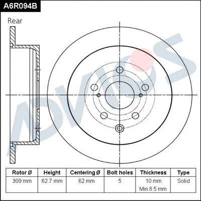 Тормозной диск ADVICS A6R094B