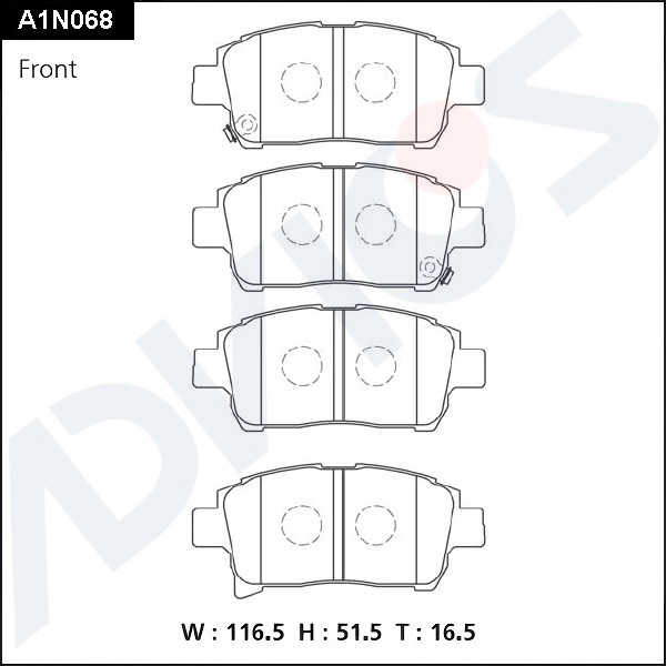 Комплект тормозных колодок дисковый тормоз ADVICS A1N068