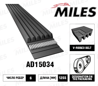 Поликлиновой ремень MILES AD15034