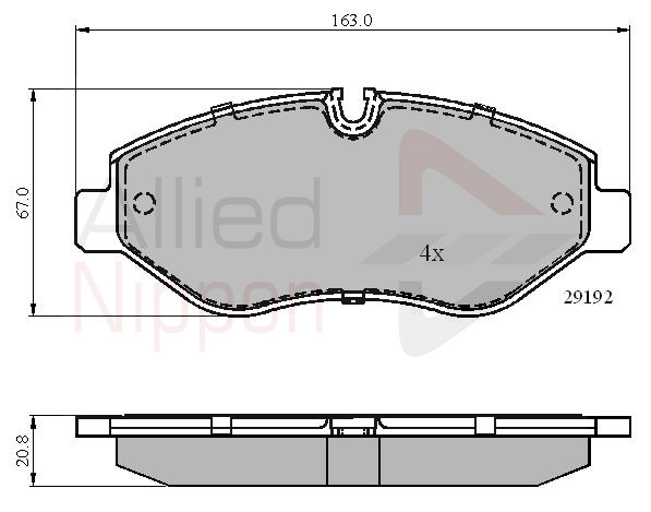 Комплект тормозных колодок дисковый тормоз anl braking ALLIED NIPPON ADB01555