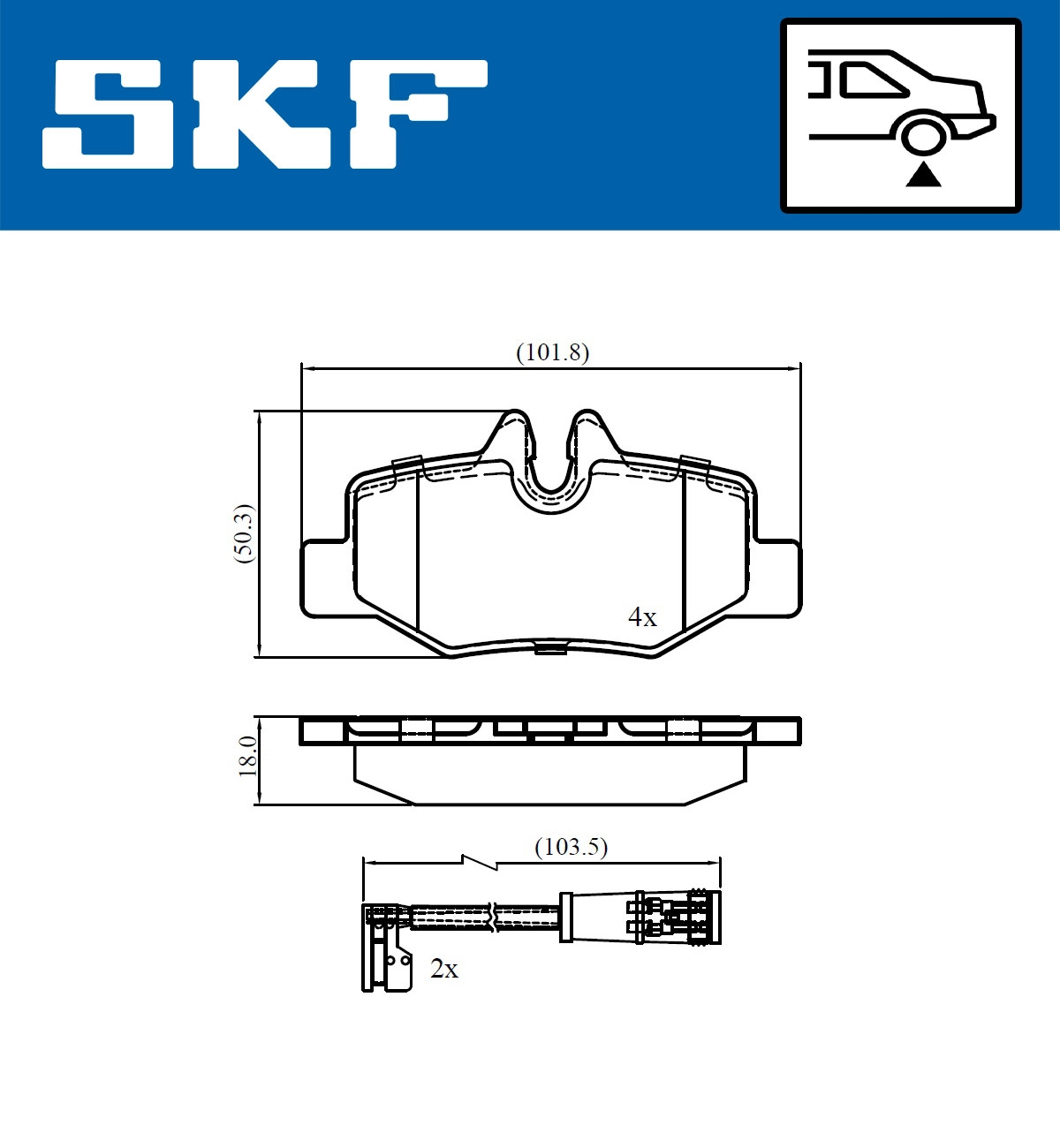 Комплект тормозных колодок дисковый тормоз SKF VKBP 90060 E