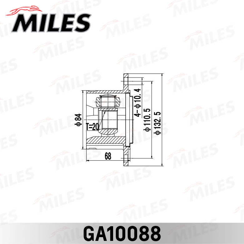 Шарнирный комплект приводной вал MILES GA10088