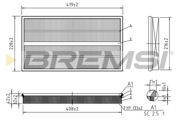 Воздушный фильтр BREMSI FA1245
