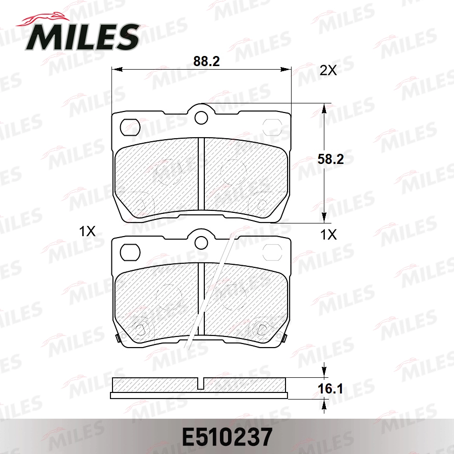Комплект тормозных колодок дисковый тормоз MILES E510237