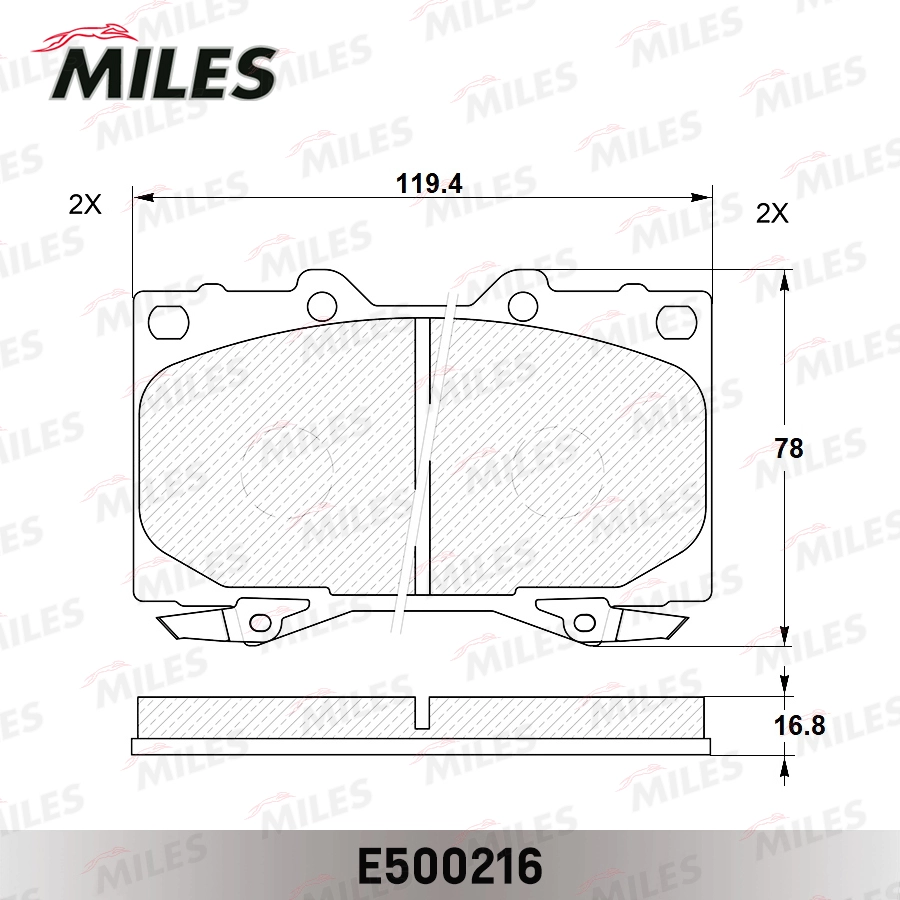 Комплект тормозных колодок дисковый тормоз MILES E500216