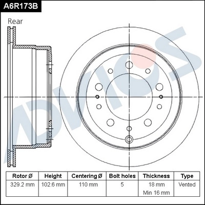 Тормозной диск ADVICS A6R173B