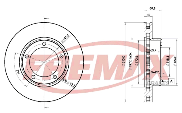 Тормозной диск FREMAX BD-1265