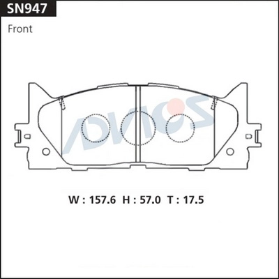 Комплект тормозных колодок дисковый тормоз ADVICS SN947