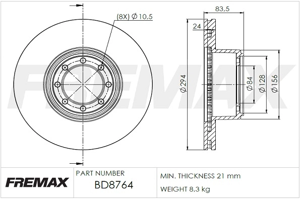 Тормозной диск FREMAX BD-8764