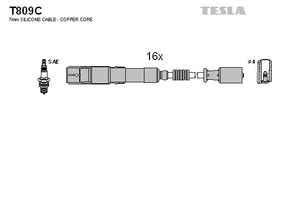 Комплект проводов зажигания original TESLA T809C