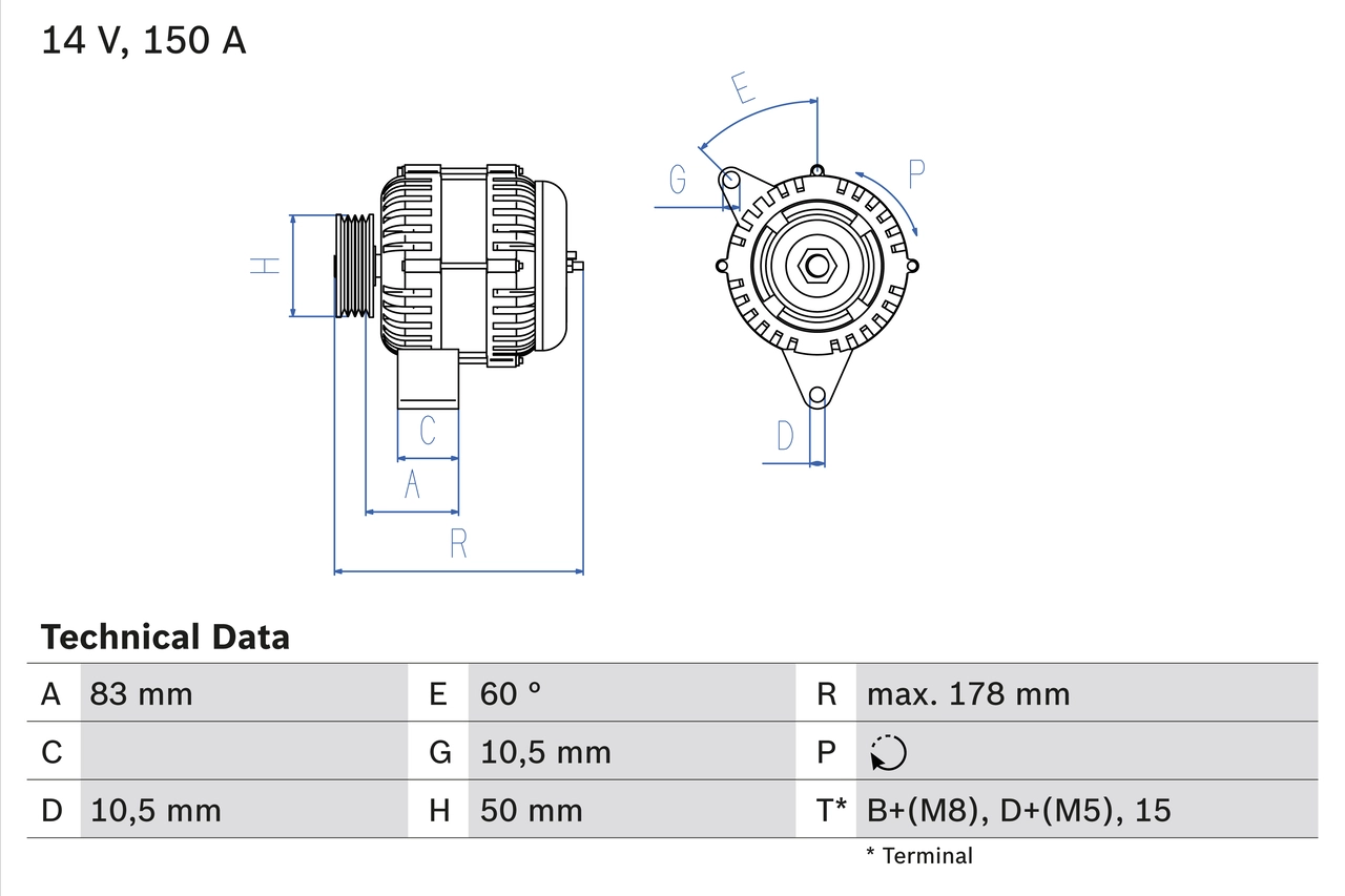 Генератор BOSCH 0 986 041 550
