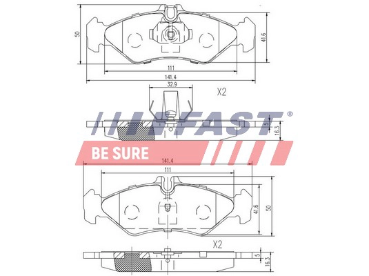 Комплект тормозных колодок дисковый тормоз FAST FT29017