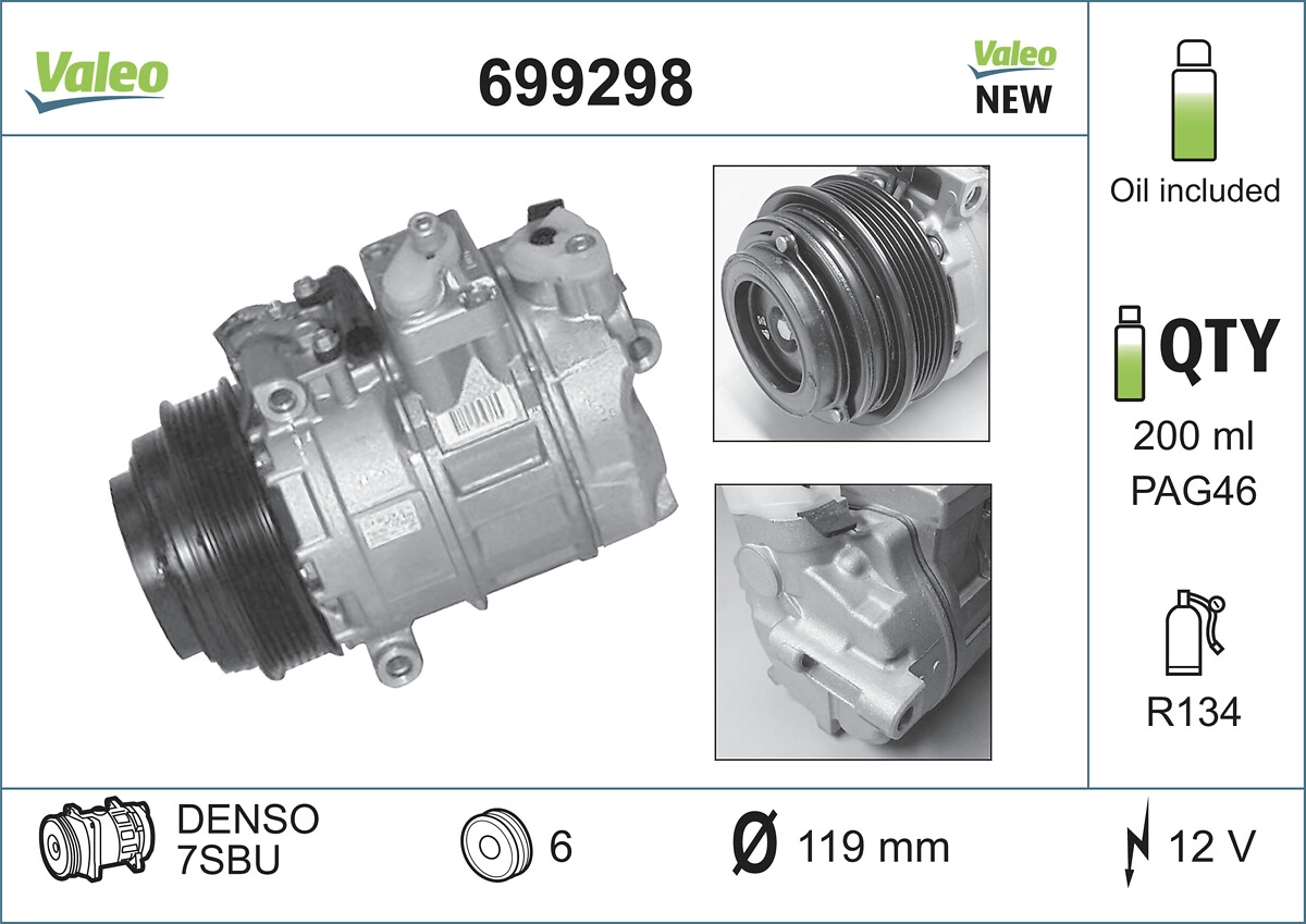 Компрессор кондиционер valeo core-flex VALEO 699298