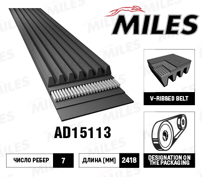 Поликлиновой ремень MILES AD15113
