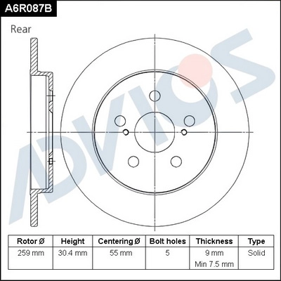 Тормозной диск ADVICS A6R087B
