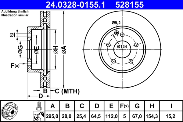 Тормозной диск powerdisc ATE 24.0328-0155.1
