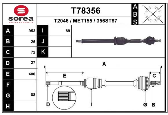 Приводной вал EAI T78356