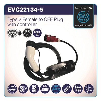 Зарядный кабель электромобиль WAI EVC22134-5
