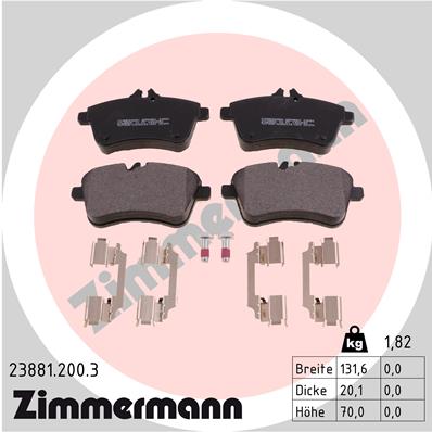 Комплект тормозных колодок дисковый тормоз ZIMMERMANN 23881.200.3